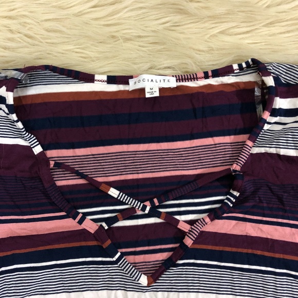 Nordstrom Socialite striped maroon t-shirt dress - Picture 2 of 5